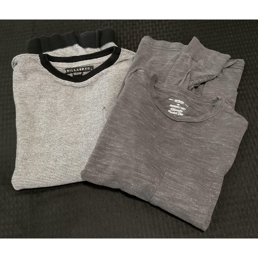 Billabong/Urban Pipeline Sweater Shirt Mens Small Gray Long Sleeve Pocket Lot 2